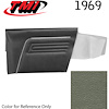 10-8129-3603 MEDIUM GREEN - 1969 CAMARO CONVERTIBLE STANDARD REAR QUARTER TRIM PANELS BASIC SILVER SERIES - image 1