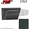 10-8129-3606 DARK GREEN - 1969 CAMARO CONVERTIBLE STANDARD REAR QUARTER TRIM PANELS BASIC SILVER SERIES - image 1
