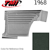 10-8139-3606 DARK GREEN - 1969 CAMARO CONVERTIBLE STANDARD REAR QUARTER TRIM PANELS OE GOLD SERIES W/ BEVELED PLEATS - image 1