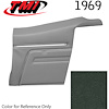 10-8149-3606 DARK GREEN - 1969 CAMARO CONVERTIBLE STANDARD REAR QUARTER TRIM PANELS OE CONCOURS SERIES PRE-ASSEMBLED - image 1