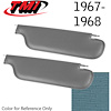 21-80407-927 LIGHT BLUE - 1967 CAMARO COUPE IMPALA GRAIN VINYL - PAIR OF SUNVISORS - image 1