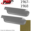 21-80407-929 GOLD - 1967 CAMARO COUPE IMPALA GRAIN VINYL - PAIR OF SUNVISORS - image 1