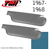 21-80407-930 MEDIUM BLUE - 1967 CAMARO COUPE IMPALA GRAIN VINYL - PAIR OF SUNVISORS - image 1