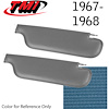 21-80407-984 MED BLUE - 1968 CAMARO COUPE BEDFORD GRAIN VINYL - PAIR OF SUNVISORS - image 1