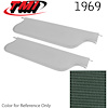 21-80409-976 DARK GREEN - 1969 CAMARO COUPE BEDFORD GRAIN VINYL - PAIR OF SUNVISORS - image 1