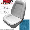 43-80827-3297 MEDIUM BLUE METALLIC - CAMARO 1968 FRONT SPORT BUCKETS & REAR SEAT STANDARD - CAMARO NON-FOLDING REAR 53 WIDE