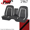 43-80907-3048-1S Deluxe Bucket Seat Upholstery Vinyl for 1967 Chevrolet Camaro [Red/Black Stripe]