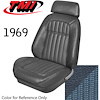 43-80909-3598-9012 DARK BLUE - CAMARO 1969 FRONT ONLY SPORT BUCKET SEAT UPHOLSTERY DELUXE COMFORTWEAVE - image 1