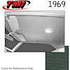 20-8058-976 DARK GREEN - 1969 COUPE HEADLINER INCLUDES EXTRA VINYL TO COVER SAILPANELS W/O BACKBOARDS - image 1