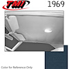 20-8058-977 DARK BLUE - 1969 COUPE HEADLINER INCLUDES EXTRA VINYL TO COVER SAILPANELS W/O BACKBOARDS - image 1