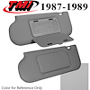 21-73006-1514 MED. SMOKE GRAY 1987-89 - 1985-93 SUNROOF/T-TOP MUSTANG SUNVISORS STD VINYL W/MIRRORS - image 1