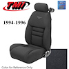43-76604-L958-PONY 1994-96 MUSTANG GT FRONT BUCKET SEAT BLACK LEATHER UPHOLSTERY W/PONY LOGO LARGE HEADREST COVERS INCLUDED - image 1