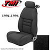 43-76304-958 1994-96 MUSTANG GT FRONT BUCKET SEAT BLACK VINYL UPHOLSTERY LARGE HEADREST COVERS INCLUDED - image 1