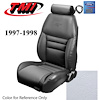 43-76307-965-PONY 1997-98 MUSTANG GT FRONT BUCKET SEAT OXFORD WHITE VINYL NON-OE UPHOLSTERY W/PONY L - image 1