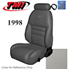 43-76608-L965-PONY 1998 MUSTANG GT FRONT BUCKET SEAT OXFORD WHITE LEATHER UPHOLSTERY W/PONY LOGO SMALL HEADREST COVERS INCLUDED - image 1