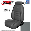 43-76308-6687-PONY 1998 MUSTANG GT FRONT BUCKET SEAT OPAL GRAY VINYL UPHOLSTERY W/PONY LOGO SMALL HEADREST COVERS INCLUDED - image 1