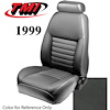 43-76609-L741 1999 MUSTANG GT FRONT BUCKET SEAT DARK CHARCOAL LEATHER UPHOLSTERY SMALL HEADREST COVERS INCLUDED - image 1