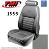 43-76609-L620-PONY 1999 MUSTANG GT FRONT BUCKET SEAT MEDIUM GRAPHITE LEATHER UPHOLSTERY W/PONY LOGO - image 1