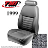43-76709-71 1999 MUSTANG GT FRONT BUCKET SEAT DARK CHARCOAL TWEED NON-OE CLOTH UPHOLSTERY LARGE HEADREST COVERS INCLUDED
