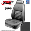 43-76309-6042-PONY 1999 MUSTANG GT FRONT BUCKET SEAT DARK CHARCOAL VINYL UPHOLSTERY W/PONY LOGO LARGE HEADREST COVERS INCLUDED - image 1