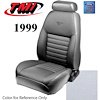 43-76309-965-PONY 1999 MUSTANG GT FRONT BUCKET SEAT OXFORD WHITE VINYL UPHOLSTERY W/PONY LOGO LARGE HEADREST COVERS INCLUDED - image 1