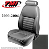 43-76600-L741 2000-04 MUSTANG GT FRONT BUCKET SEAT BLACK LEATHER UPHOLSTERY SMALL HEADREST COVERS INCLUDED - image 1