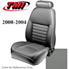 43-76600-L620 2000-04 MUSTANG GT FRONT BUCKET SEAT MEDIUM GRAPHITE LEATHER UPHOLSTERY SMALL HEADREST COVERS INCLUDED - image 1