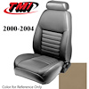 43-76600-L262 2000-04 MUSTANG GT FRONT BUCKET SEAT MEDIUM PARCHMENT LEATHER UPHOLSTERY SMALL HEADREST COVERS INCLUDED - image 1