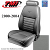 43-76600-L620-PONY 2000-04 MUSTANG GT FRONT BUCKET SEAT MEDIUM GRAPHITE LEATHER UPHOLSTERY W/PONY LO - image 1