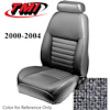 43-76700-71 2000-04 MUSTANG GT FRONT BUCKET SEAT DARK CHARCOAL TWEED NON-OE CLOTH UPHOLSTERY SMALL HEADREST COVERS INCLUDED - image 1