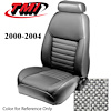 43-76700-72 2000-04 MUSTANG GT FRONT BUCKET SEAT MEDIUM GRAPHITE TWEED NON-OE CLOTH UPHOLSTERY SMALL HEADREST COVERS INCLUDED