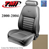 43-76300-7221-PONY 2000-04 MUSTANG GT FRONT BUCKET SEAT MEDIUM PARCHMENT VINYL UPHOLSTERY W/PONY LOG - image 1