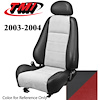 43-76503-6042-7300 2003-04 MUSTANG COBRA FRONT BUCKET SEATS DARK CHARCOAL VINYL UPHOLSTERY WITH RED VINYL INSERTS - image 1