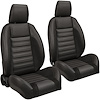 Pro-Series Universal Sport-R Low Back Seats with Headrest [Charcoal Black Suede w/Red Stitch] OE #: 47-9201-6525-99-RS - image 1