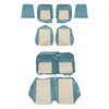43-70125-2929-2290 Front & Rear Seat Upholstery,  1969 Ford Mustang, Lt. Turquoise Sierra Vinyl, White Sierra Vinyl - image 1
