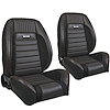 47-7061-6525-99-RS Pro-Low Back Bucket Seats, 1964-1966 Ford Mustang, Charcoal Black Verona Vinyl, Black Unisuede W/Red Stitch - image 1