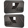 11-71004-6525-99-RS Front Flat Door Panels, 1968-1972 Ford Truck, Charcoal Black Verona Vinyl, Black Unisuede W/Red Stitch - image 1