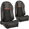 47-7120-3722-801-63 Pro-High Back Bucket Seats, Mach 1 Style Pattern  1969-1970 Ford Mustang, Black Cut Pile Carpet W/Red Stripe - image 1