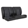 47-9701-6525-3412-WS 60" Split Back Bench Seat, Universal, Charcoal Black Verona Vinyl, Gray & Black Plaid Cloth W/White Stitch - image 1