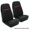 43-70009-3722-801-63 Front High Back  Seat Upholstery, Mach 1 Pattern  1965-73 Ford Mustang, Black Cut Pile Carpet W/Red Stripe - image 1