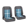 47-9700-6525-3415-WS Pro-Classic Bucket Seats, Sport Pattern  Charcoal Black Verona Vinyl, Blue Plaid Cloth W/White Stitch - image 1