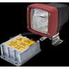 Ultra Beam Xenon Work Lamp Square Clear Lens Black Housing w/ Red Bezel Close Range 24V 35W Incl. Wiring Harness - image 1