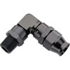 689908-BL AN Fitting [Real Street Reusable PTFE, -8 AN Hose to 3/8 in. NPT Male Threads, 90 Degree, Black] - image 1