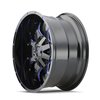 8015-7937BTB Warrior 8015 Wheel [Size: 17" x 9"] Gloss Black Milled Prism Blue Finish - image 2