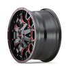 8015-2997BTR18 Warrior 8015 Wheel [Size: 20" x 9"] Gloss Black Milled Prism Red Finish - image 3