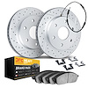 2222-40005 Geoperformance Drilled/Slotted Rotors w/Heavy-Duty Pads/Sensor & Hardware Kit, 2006-2006 Mopar, Position: Rear - image 1