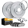 2222-63124 Geoperformance Drilled/Slotted Rotors w/Heavy-Duty Pads/Sensor & Hardware Kit, Fits Select Mercedes-Benz, Position: F - image 1