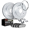 2422-47002 Geoperformance Drilled/Slotted Brake Rotors with Ultimate-Duty Brake Pads/Sensor & Hardware Kit, Fits Select GM, Posi - image 1