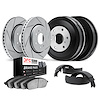 2504-40032 Geoperformance Slotted Brake Rotors w/5000 Advanced Brake Pads/Drums & Shoes Kit, 2000-2002 Mopar, Position: Front an - image 1
