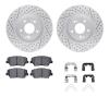 2512-03003 Geoperformance Drilled/Slotted Rotors w/5000 Advanced Brake Pads Kit & Hardware, Fits Select Kia/Hyundai/Genesis, Pos - image 1